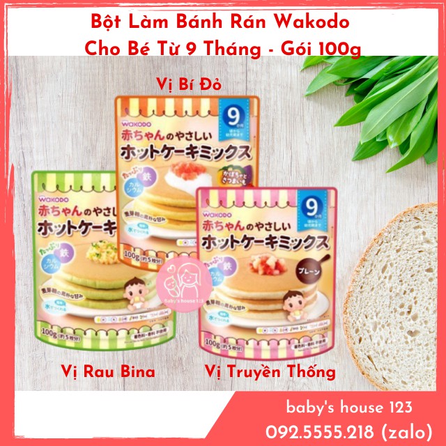 Bột Làm Bánh Rán / Bánh Pancake Wakodo Cho Bé Ăn Dặm Từ 9 Tháng - Gói 100g