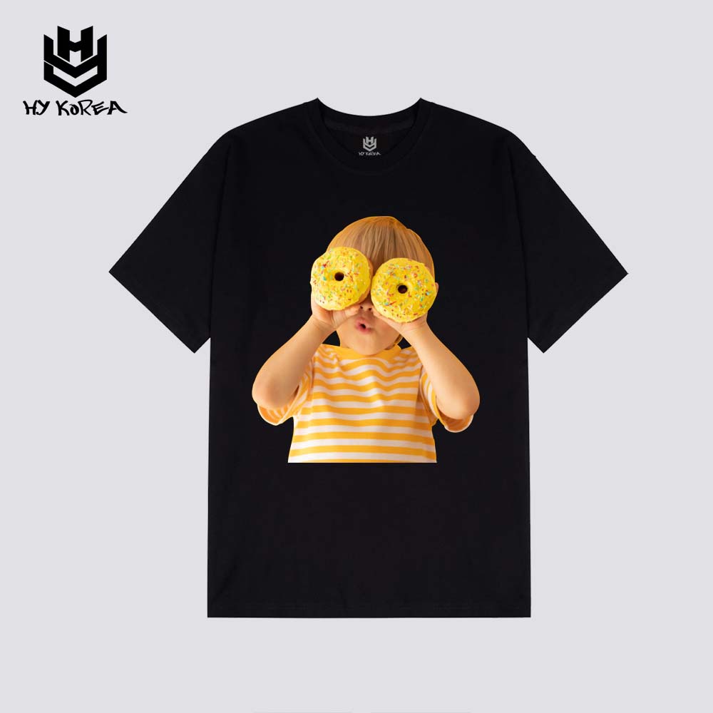 Áo Thun Form Rộng HY KOREA Cotton 100 In Hình Em Bé Áo Vàng 351