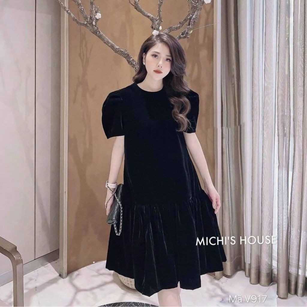 Đầm bầu thời trang thiết kế MB202 chất lụa nhung freesize từ 45 đến 70kg