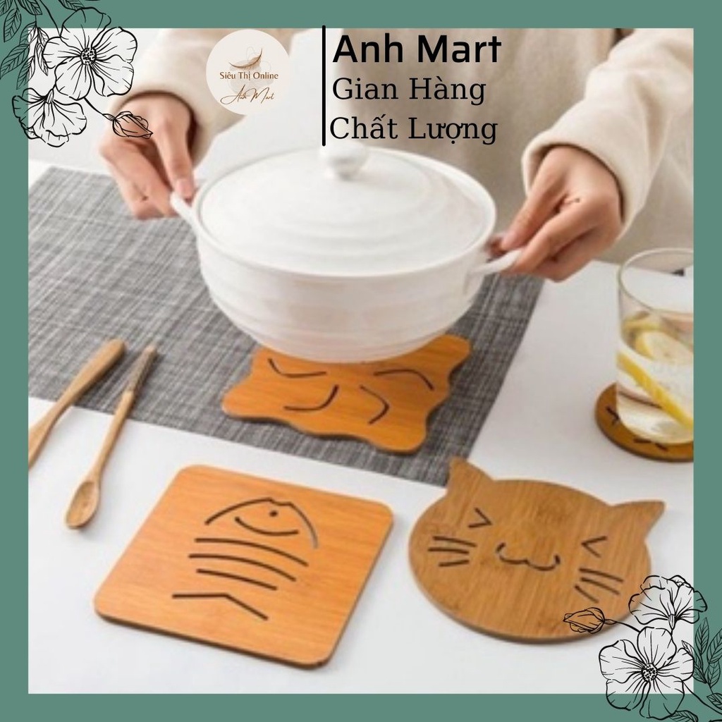 Miếng lót nồi cách nhiệt Anh Mart chất liệu gỗ ép hình ngộ nghĩnh chọn mẫu ngẫu nhiên