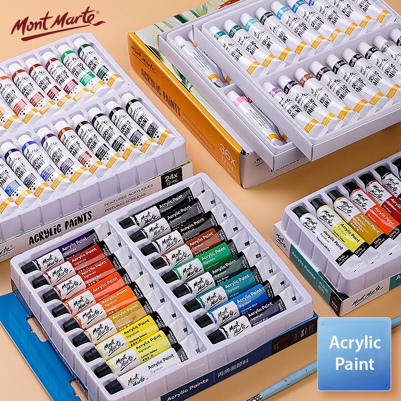 Bộ Màu Acrylic Mont Marte 12/18/24 Màu x 12ml -  Acrylic Paints Signature - PMHS0026/PMHS0033/PMHS0034