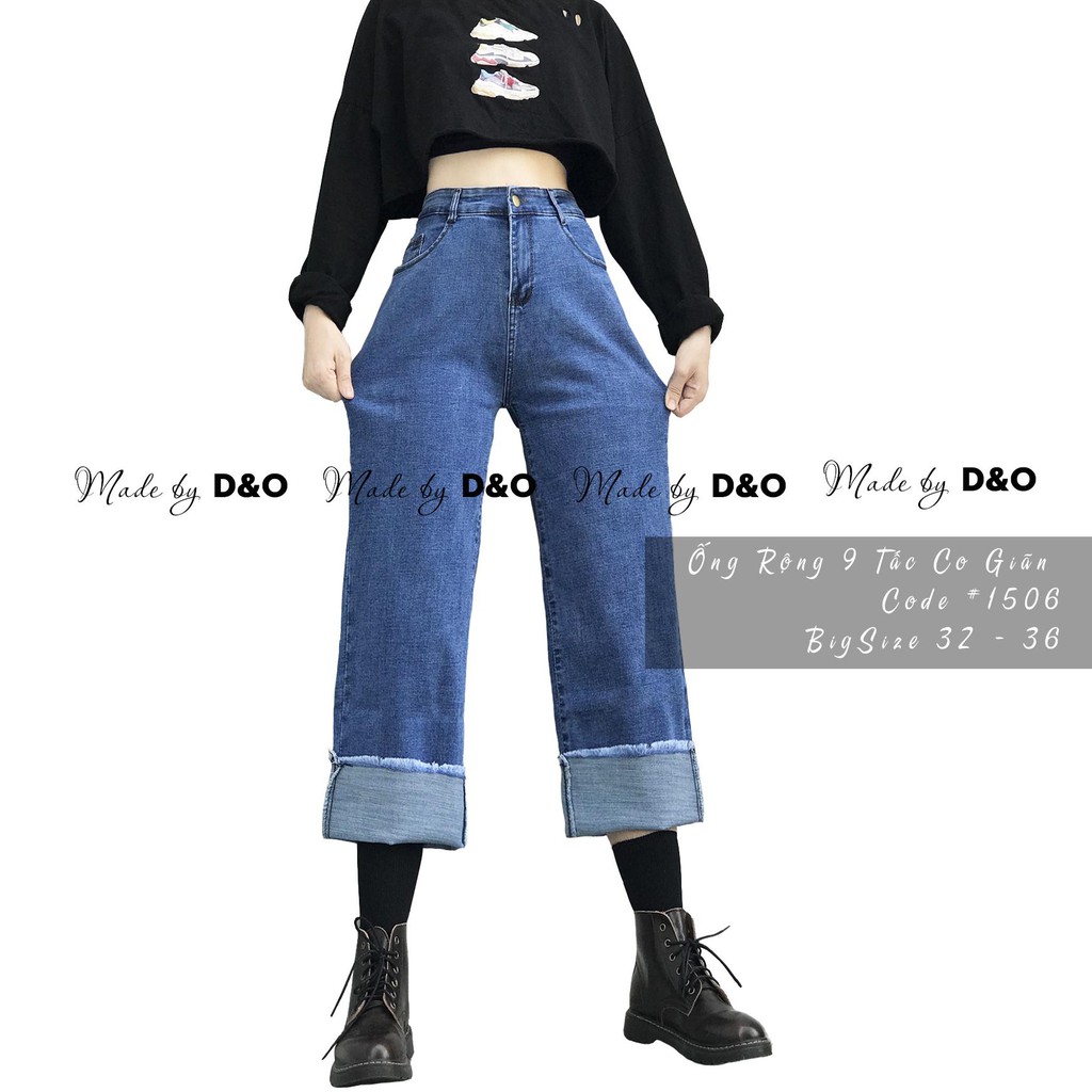 Quần jean ống rộng 9 tất bigsize lưng cao Ulzzang - Quần bò cullotes 9 tất ngoại cở lưng cao QJ005