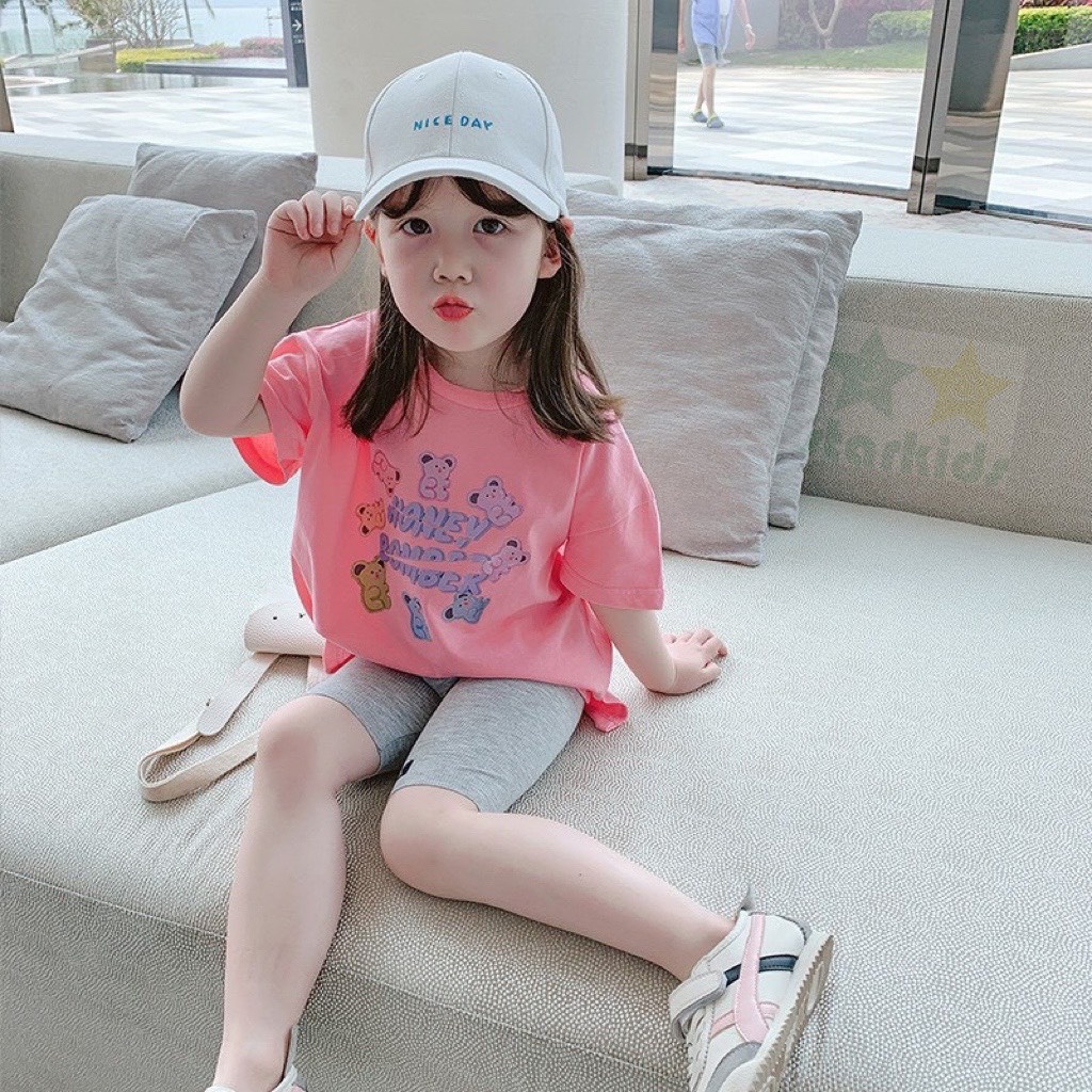 BỘ THUN IN GẤU BÉ GÁI