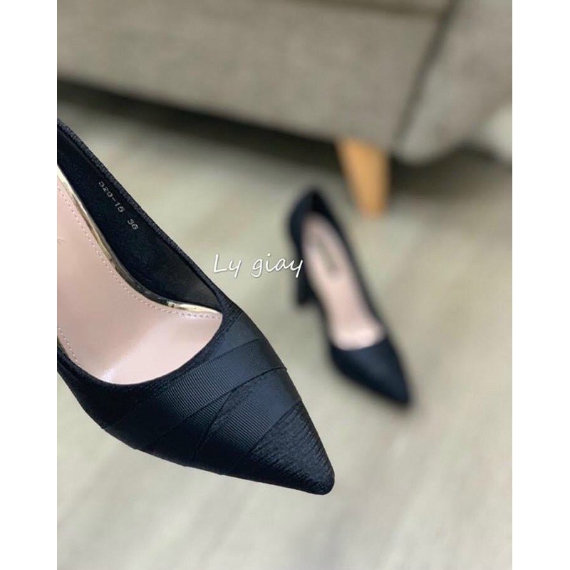 giầy mũi nhọn nhọn lụa chéo gót 9 p siêu đẹp