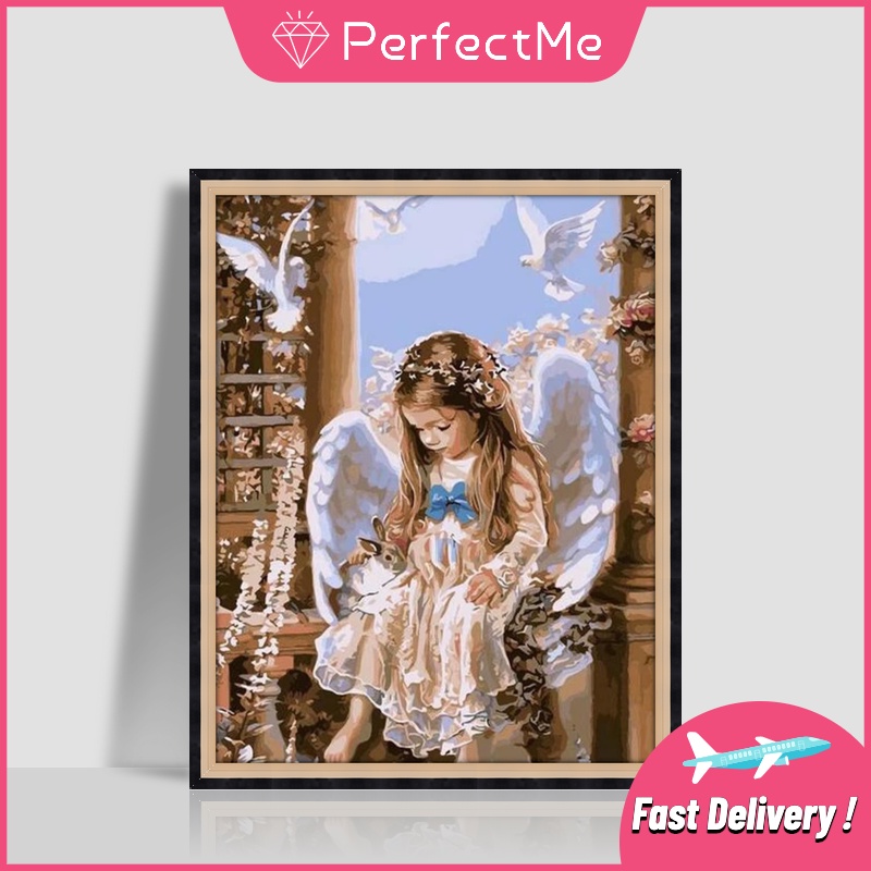 Bộ Tranh Đính Đá 5D Tự Làm Hình Thiên Thần Nhỏ 30×40cm Trang Trí Nhà Cửa