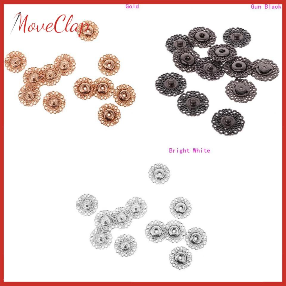 Set 6 Nút Bấm Kim Loại 21mm Họa Tiết Khoét Rỗng Cho Quần Áo / Túi Xách