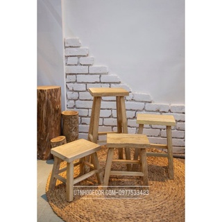 Ghế đôn gỗ tự nhiên mặt vuông 4 chân cao 65cm