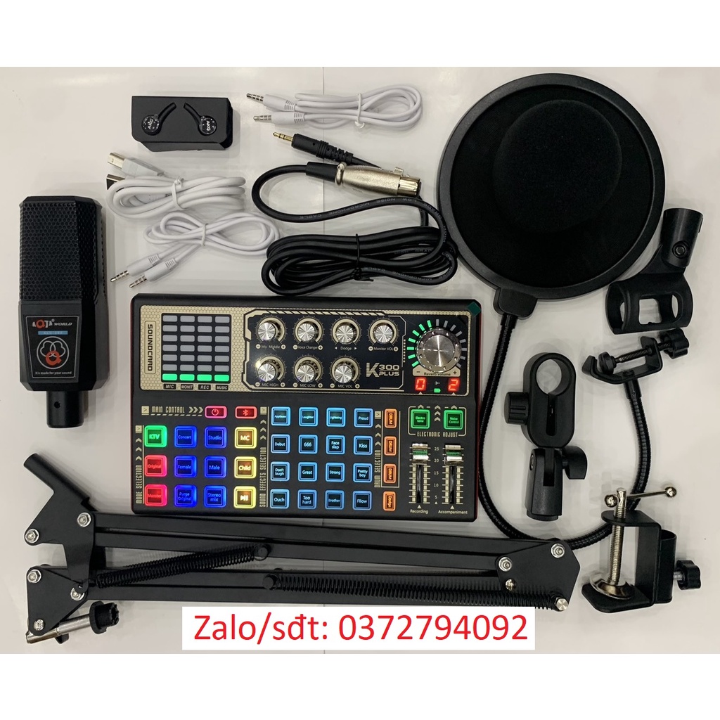 Mới 2022 Trọn Bộ Sound Card K300 plus Và Mic Thu Âm AQTA ALC 280 Tặng Kèm Tai Nghe. Bảo Hành Lên Đến 12 Tháng