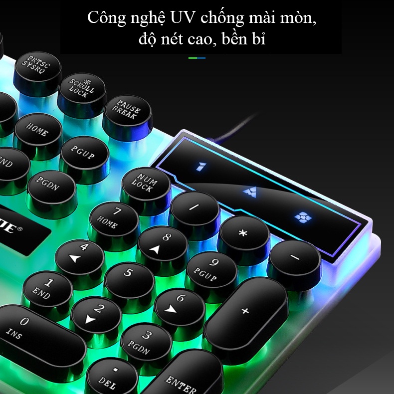 Bộ bàn phím chuột  cáp dây USB , RGB đèn led 7 màu, bàn phím giả cơ 104 phím chuyên game - K1308