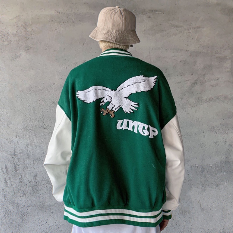 Áo khoác bóng chày dáng rộng in họa tiết chữ phối màu thời trang Hàn Quốc trẻ trung dành cho nam