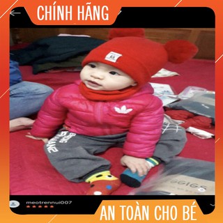 [Si-Le] Bộ khăn + mũ len 2 quả bông cho bé MS02
