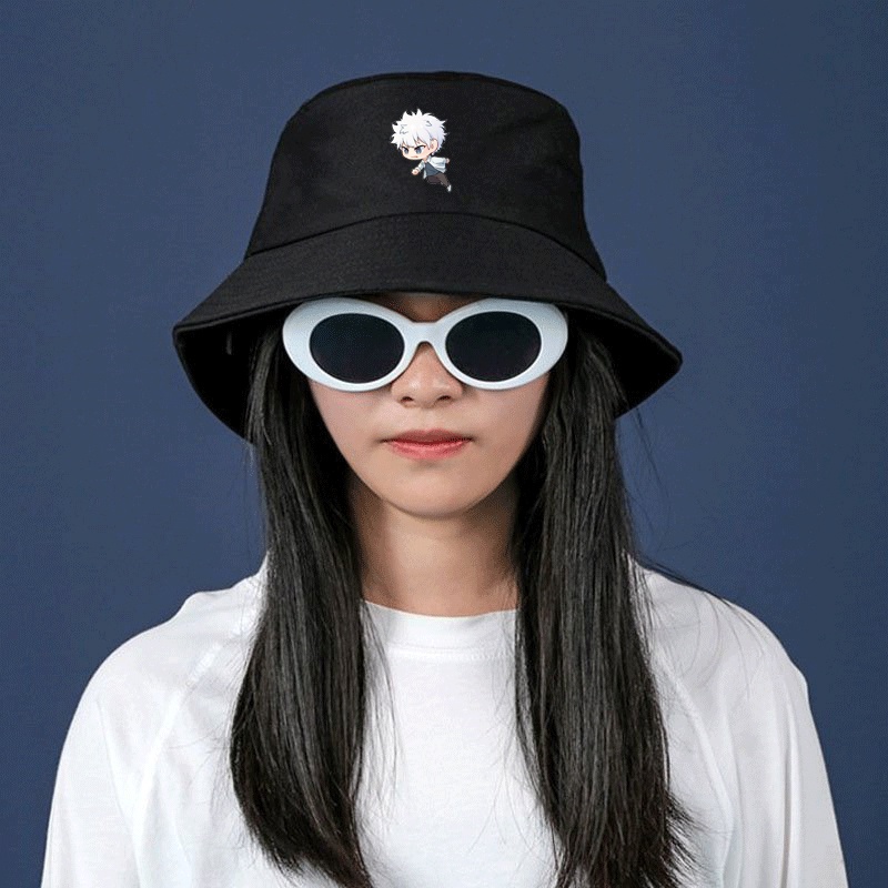 Mũ bucket đen in hình Người đại diện thời gian anime chibi thời trang đi học tiện lợi xinh xắn