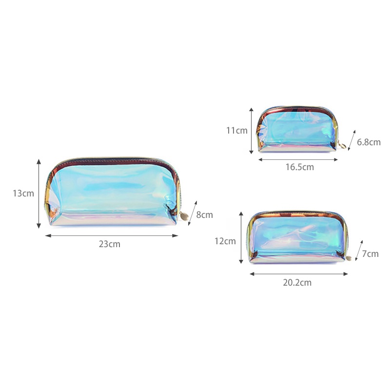 Túi đựng mỹ phẩm màu laser trong suốt hình bán nguyệt xinh xắn cho nữ