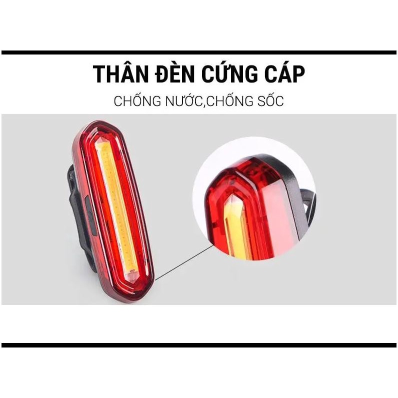 Đèn hậu xe đạp siêu sáng  chống nước NQY, pin sạc USB