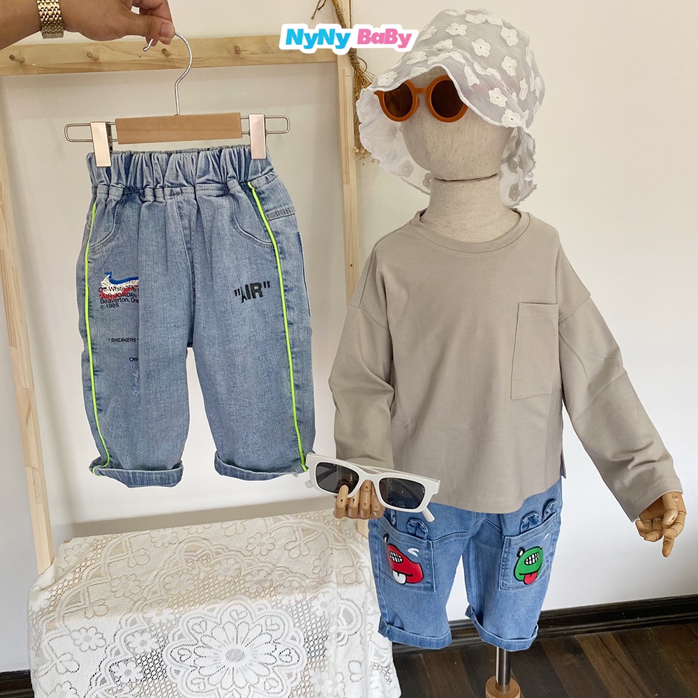 Quần Jean Cho Bé Trai Bé Gái Nyny Baby Quần Lửng Đi Học Đi Chơi Cho Bé Từ 14 - 25KG