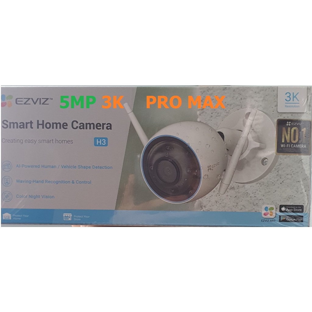 Camera WIFI Ngoài Trời EZVIZ H3 C3W C3N C3TN 2Mp 4Mp 5Mp 1080P 2K 3K, Có màu ban đêm, Còi Báo động  - Chính Hãng 24TH