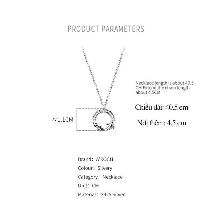 Dây chuyền bạc Ý s925 mô phỏng cá heo Dolphin D7884 - AROCH Jewelry