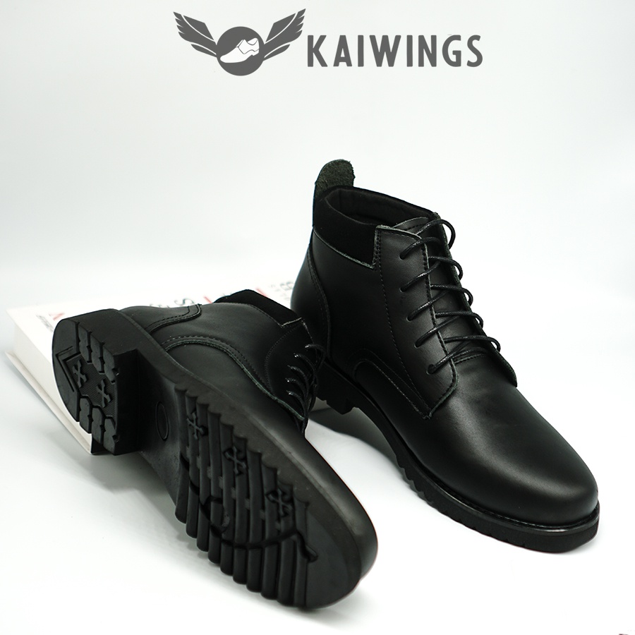 Giày Nam Cổ Cao Đen Cao Cấp Da Bò Thật Đẹp KAIWINGS Giày Đen Nam Đế Cao Công Sở GVN08