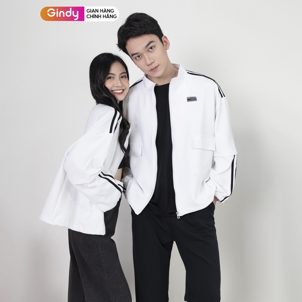 Áo khoác nữ jacket varsity dài tay form rộng khóa kéo GINDY thời trang nữ thu đông Hàn Quốc A12106