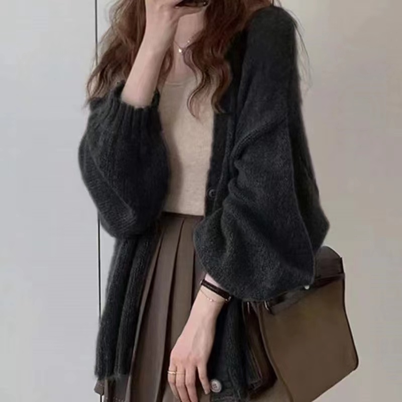 Áo Cardigan Bigsize,Áo Khoác Cardigan Dệt Kim Mỏng Tay Phồng Thời Trang Cho Nữ