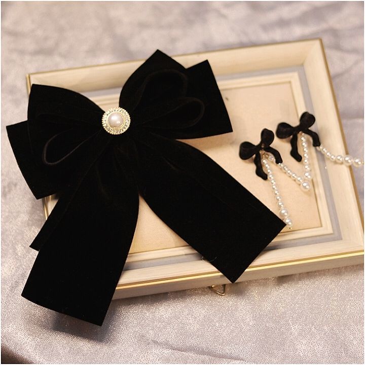 [Aishang Xinh Đẹp] Cài Tóc Nơ Nhung Đen Phong Cách Pháp Phụ Kiện Trang Trí Tóc Cho Cô Dâu Trong Ngày Cưới