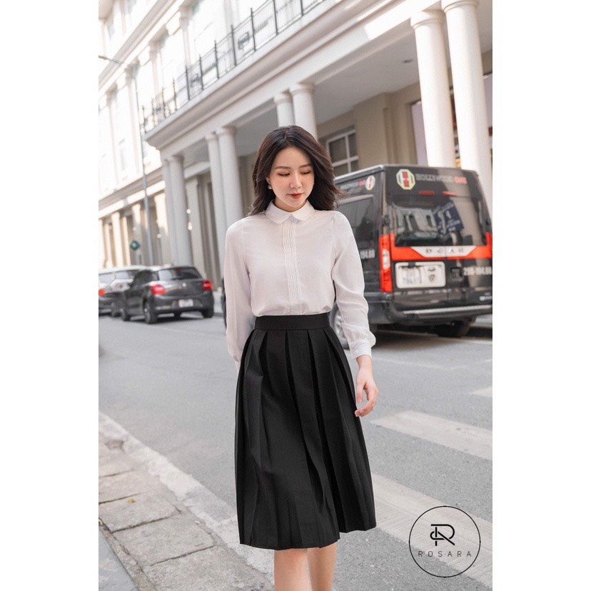 Chân váy xếp ly dài dáng xòe midi qua gối MK