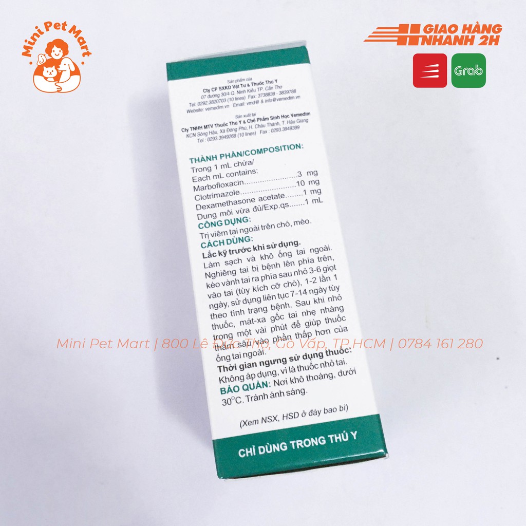 Thuốc nhỏ trị viêm tai ngoài cho chó mèo VEMEDIM 10ml