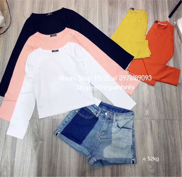 [ Mã WASTRUN4 giảm 10% tối đa 30K đơn 99K] Áo phông, Áo thun dáng Crop trơn dài tay NhiNhiShop | BigBuy360 - bigbuy360.vn