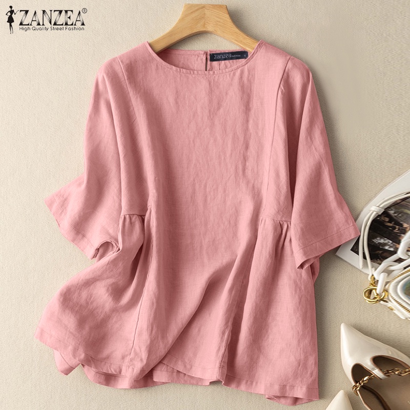 Zanzea Áo Thun Nữ Tay Lửng Dáng Rộng Phong Cách Vintage