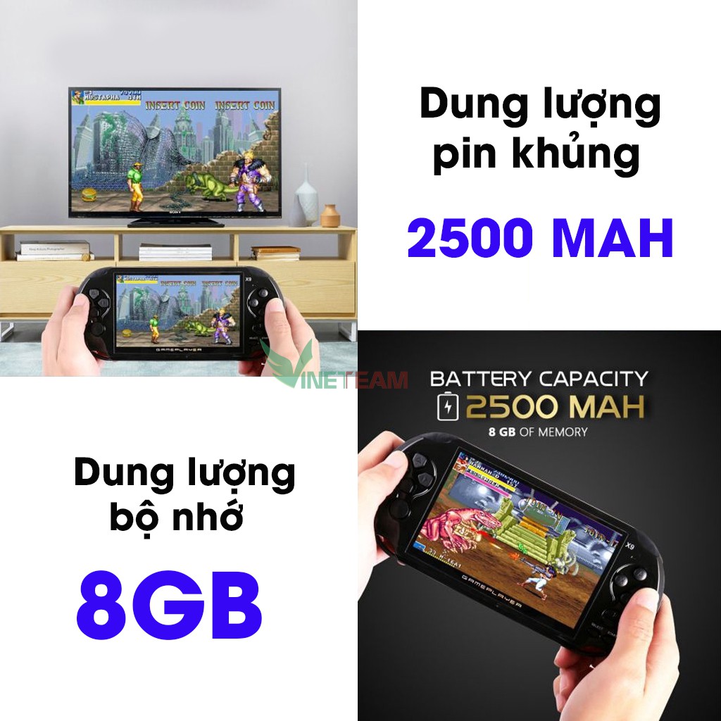 Máy Chơi Game Cầm Tay X9 Cho Tv Output NEW Updated 8GB PSP Handheld Game Player 5 Inch Portable Game Console -dc3373