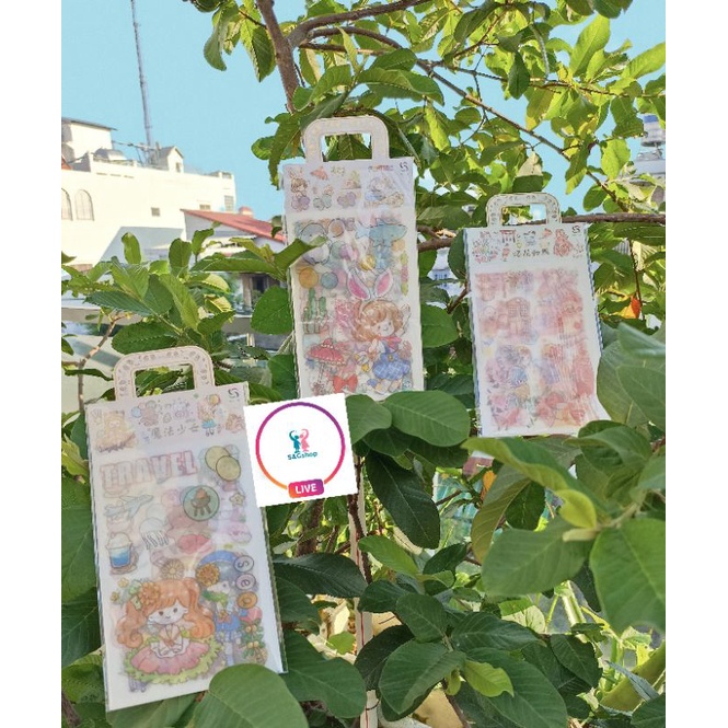 Sticker hình nhãn dán trang trí 4 tấm trong suốt mờ phong cách hàn quốc đẹp đa dạng mẫu đã cắt sẵn xinh xinh