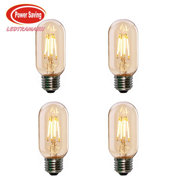 Combo 4 Bóng đèn led edison T45 4w Ánh sáng vàng