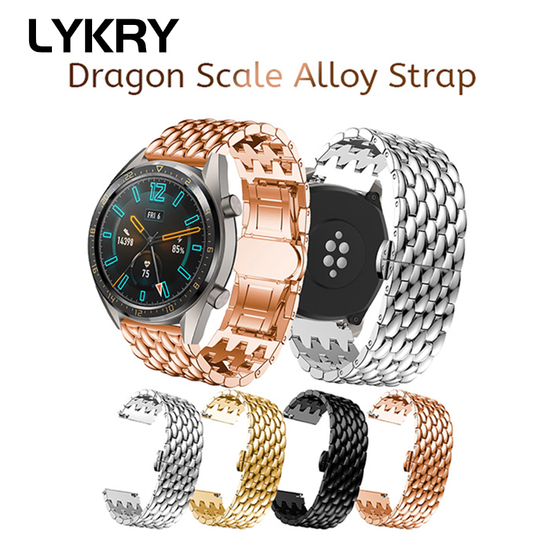 Dây Đeo Đồng Hồ LYKRY Thép Không Gỉ 20mm 22mm Cho Samsung Huawei Amazfit Bip