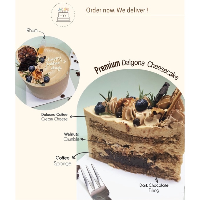 Bánh Premium Dalgona - Phô mai Cafe Hạt Óc Chó