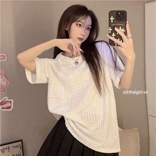 Áo Thun Tay Ngắn Cổ Tròn Dáng Rộng Thời Trang Cho Nữ