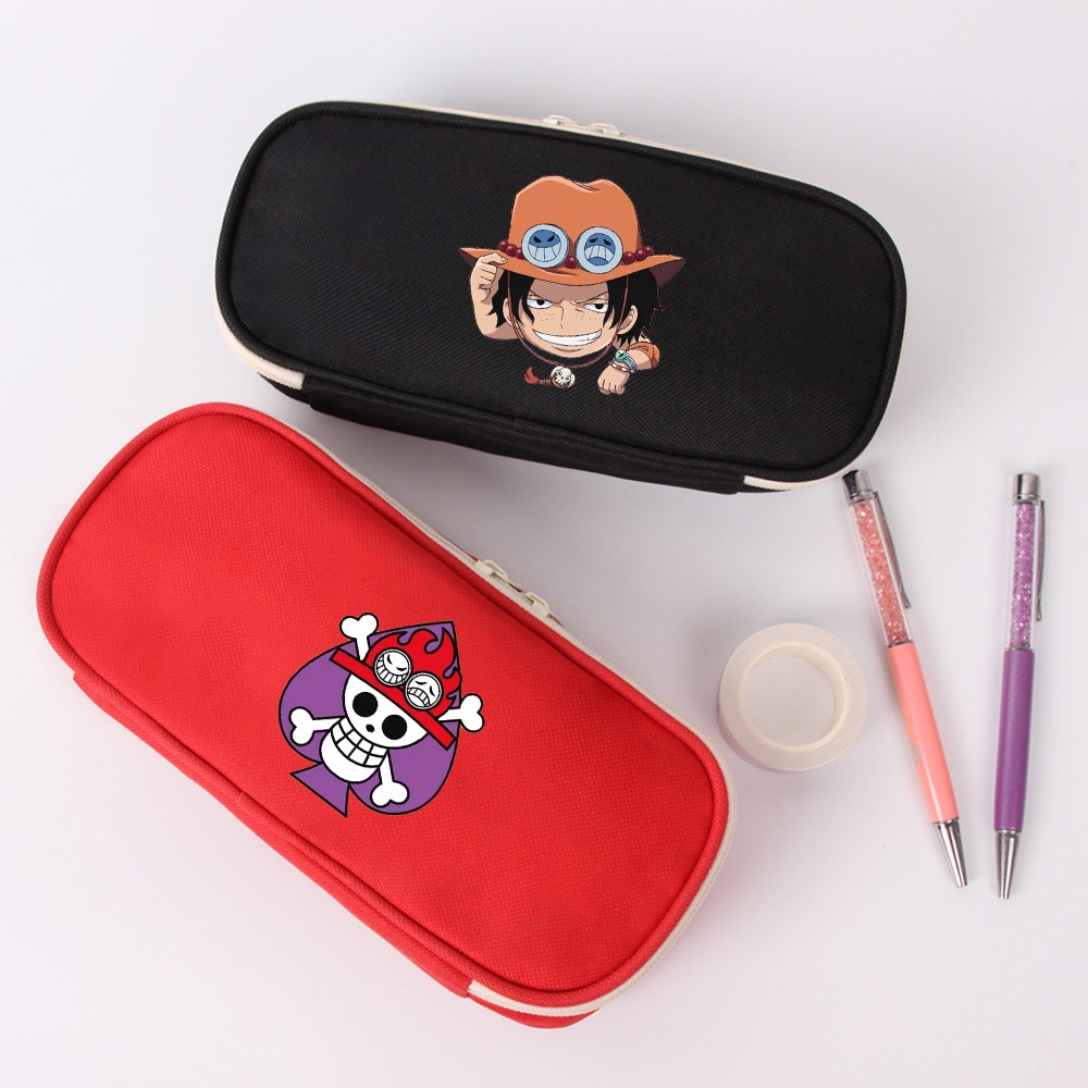 Túi Đựng Bút Vải Canvas Đa Năng Họa Tiết Hoạt Hình One Piece Luffy Zoro Anime Cho Bé