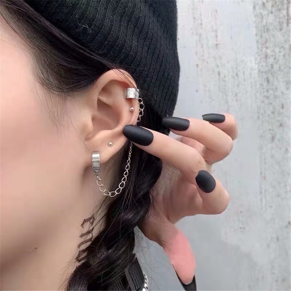 Khuyên kẹp vành tai bằng thép không gỉ thiết kế đơn giản sáng tạo thời trang Hàn Quốc