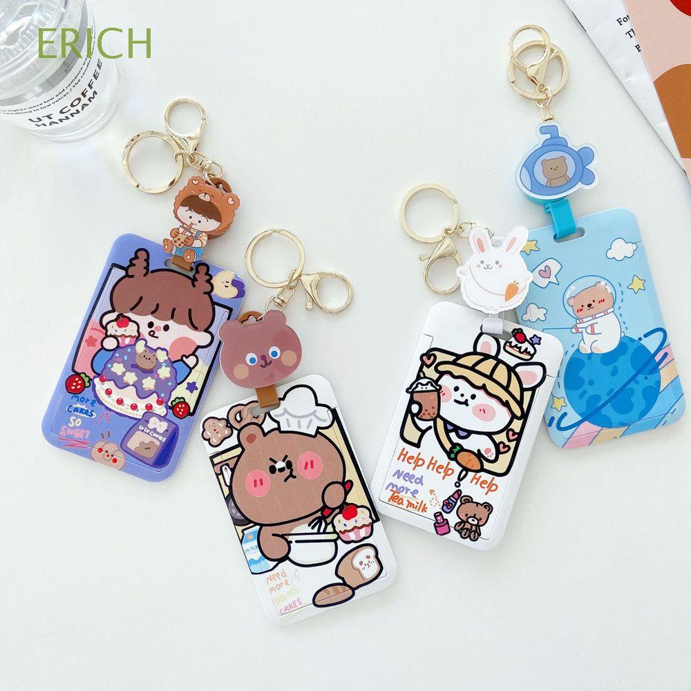 Bao thẻ tín dụng thẻ ID thẻ xe buýt họa tiết gấu Pooh Stitch vịt bé gái hoạt hình có móc khóa cài thu lại được nhỏ gọn