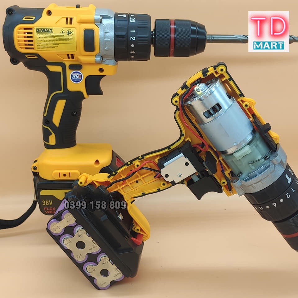 Máy Khoan Pin dewalt 38V 100% Lõi đồng, 3 chức năng, Motor 775, đầu Auto Lock tặng mũi khoan tường và mũi vít