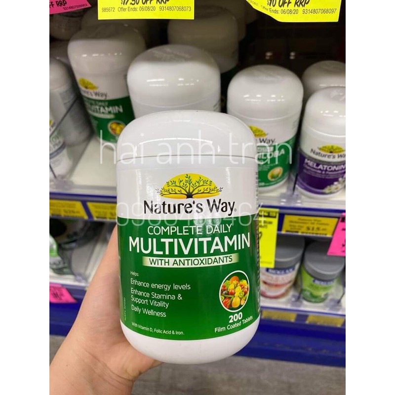 Viên Uống Tảo Xoắn MultiVitamin Tổng hợp Nature Way 200v