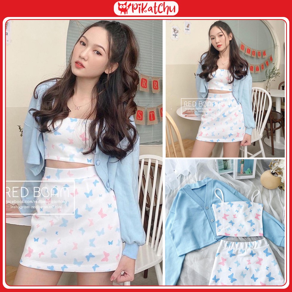 set đồ nữ ulzzang, set Cardigan 1hitshop pikatchu