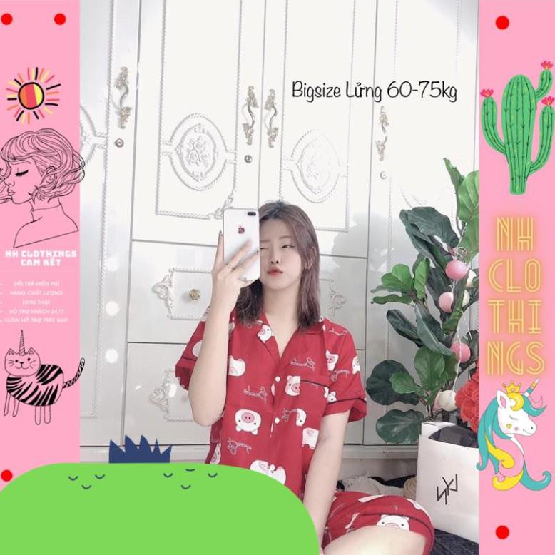 Bộ đồ ngủ, đồ bộ Pijama lụa nữ mặc nhà áo tay ngắn quần lửng chất kate thái Bigsize NH CLOTHINGS