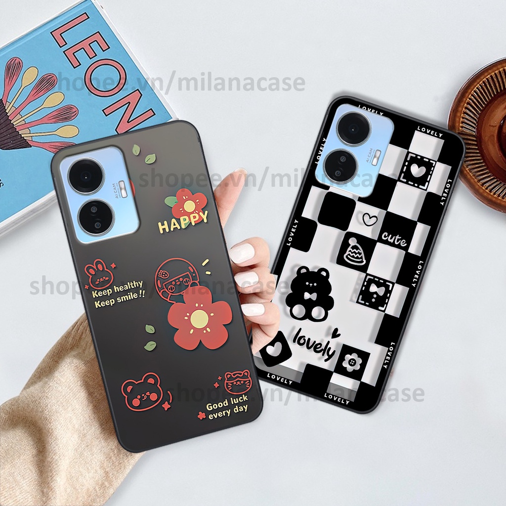 Ốp Vivo Y55 2022 in hình caro trái tim siêu đẹp, siêu nét đầy phong cách cá tính