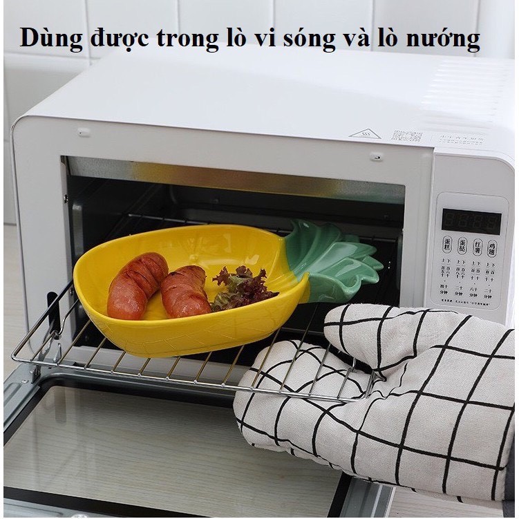 Bát Đĩa Gốm Sứ Tráng Men Hình Trái Dứa Vàng