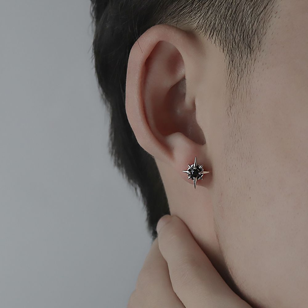 Khuyên tai hình ngôi sao đính kim cương giả bằng hợp kim phong cách Hàn Quốc nam tính