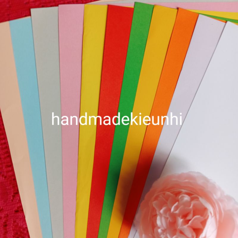 20 tờ giấy màu mỏng khổ A4, 80gsm, ĐỦ 10 MÀU - giấy thủ công xếp hình, làm handmade