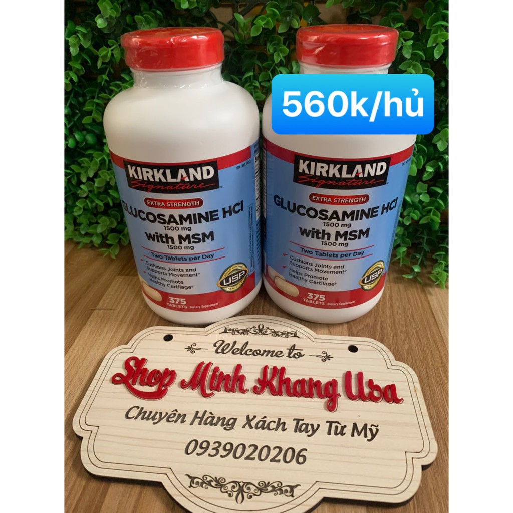 Viên uống Glucosamin HCL 1500mg With MSM 1500mg glucosamine Kirkland 375 Viên