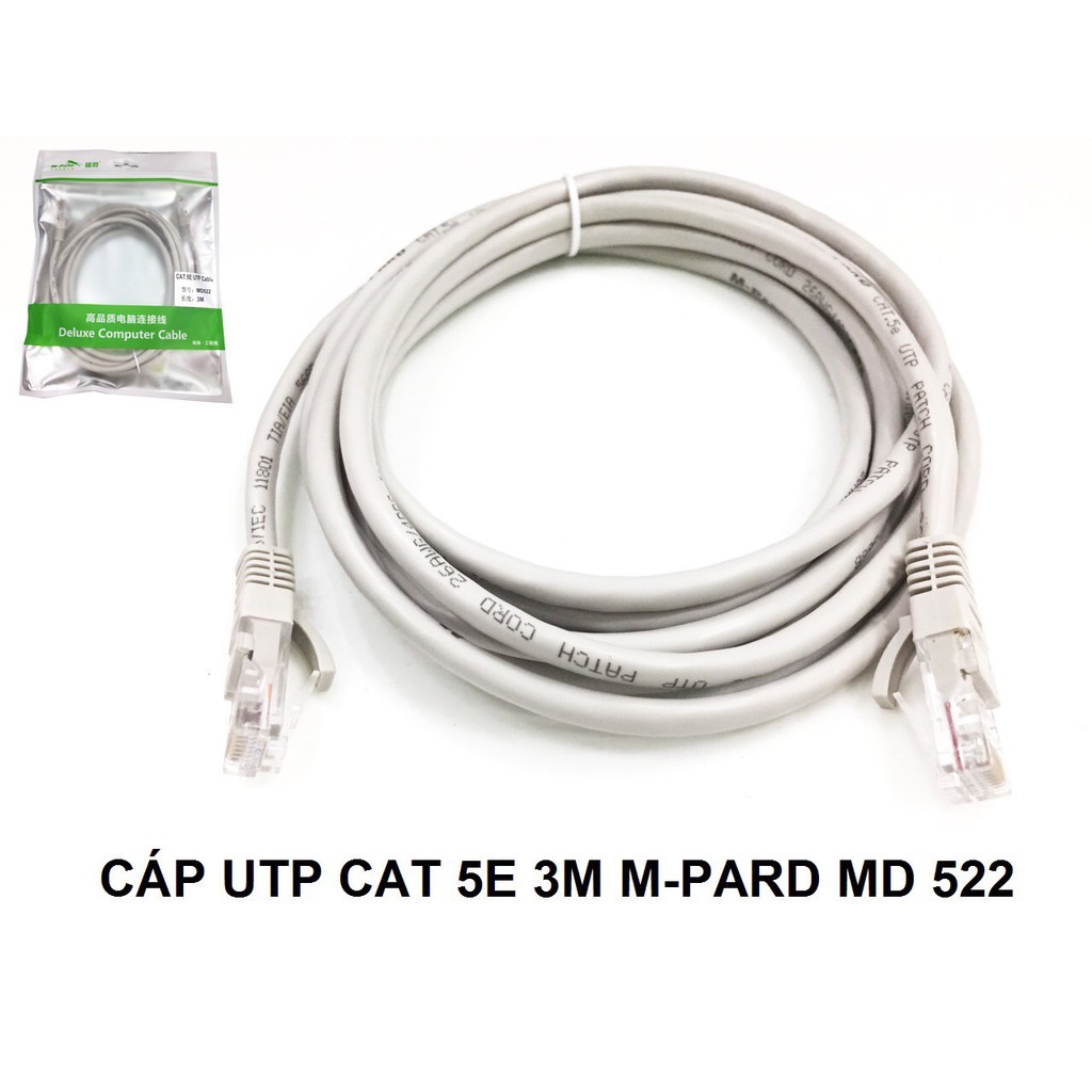 Cáp UTP cat 5e M-pard 1.5m MD 525 , 3m MD 522 , 5m MD 523 , Cáp mạng RJ45 bấm sẵn 2 đầu M-PArd