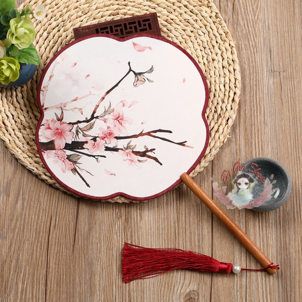 Quạt tròn vành hoa nhiều mẫu đạo cụ chụp ảnh trang trí