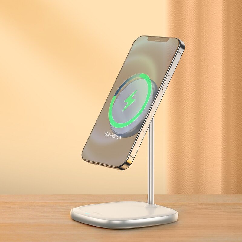 Đế giữ điện thoại tích hợp sạc nhanh không dây Baseus Swan Magnetic Desktop Bracket Wireless Charger cho iPhone 12